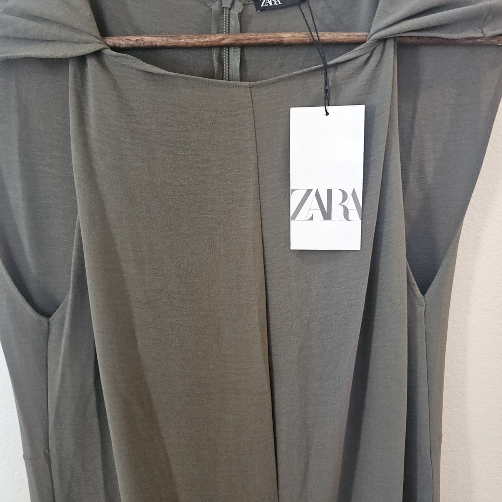 Zara Olive Green Sleeveless Dress